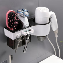 Load image into Gallery viewer, Hairdryer Hanger Free Punch Wall Mounted Bathroom Multi-function Toilet Storage Rack, Elegant Black, Rosy, Translucent, Elegant Blue