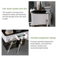 Load image into Gallery viewer, Hairdryer Hanger Free Punch Wall Mounted Bathroom Multi-function Toilet Storage Rack, Elegant Black, Rosy, Translucent, Elegant Blue