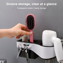 Load image into Gallery viewer, Hairdryer Hanger Free Punch Wall Mounted Bathroom Multi-function Toilet Storage Rack, Elegant Black, Rosy, Translucent, Elegant Blue