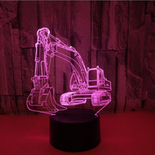 Load image into Gallery viewer, 3W Excavator 3D Light Colorful Touch Control Light Creative Small Table Lamp, Touch Switch with Black Base, Touch Switch + Remote Control with Black Base, Touch Switch with Crack Base, Touch Switch + Remote Control with Crack Base
