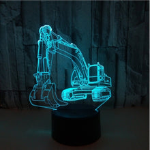 Load image into Gallery viewer, 3W Excavator 3D Light Colorful Touch Control Light Creative Small Table Lamp, Touch Switch with Black Base, Touch Switch + Remote Control with Black Base, Touch Switch with Crack Base, Touch Switch + Remote Control with Crack Base