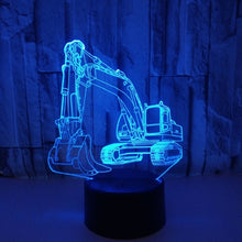 Load image into Gallery viewer, 3W Excavator 3D Light Colorful Touch Control Light Creative Small Table Lamp, Touch Switch with Black Base, Touch Switch + Remote Control with Black Base, Touch Switch with Crack Base, Touch Switch + Remote Control with Crack Base