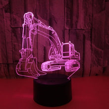Load image into Gallery viewer, 3W Excavator 3D Light Colorful Touch Control Light Creative Small Table Lamp, Touch Switch with Black Base, Touch Switch + Remote Control with Black Base, Touch Switch with Crack Base, Touch Switch + Remote Control with Crack Base