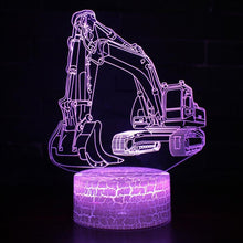 Load image into Gallery viewer, 3W Excavator 3D Light Colorful Touch Control Light Creative Small Table Lamp, Touch Switch with Black Base, Touch Switch + Remote Control with Black Base, Touch Switch with Crack Base, Touch Switch + Remote Control with Crack Base