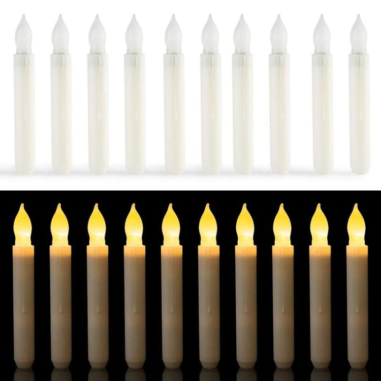 12 PCS/ Box LED Electronic Candle Light Flameless Candle Light Long Rod Christmas Candle, Flashing Warm White Light