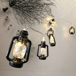 Christmas Lantern Festival Decoration Retro Kerosene Lamp LED String, 1.5m 10LEDs/ Black, 3m 20LEDs/ Black