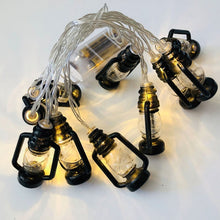 Load image into Gallery viewer, Christmas Lantern Festival Decoration Retro Kerosene Lamp LED String, 1.5m 10LEDs/ Black, 3m 20LEDs/ Black