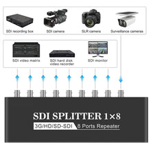 Load image into Gallery viewer, 1 In 8 Out SD-SDI / HD-SDI / 3G-SDI Distribution Amplifier Video SDI Splitter, 1 In 8 Out