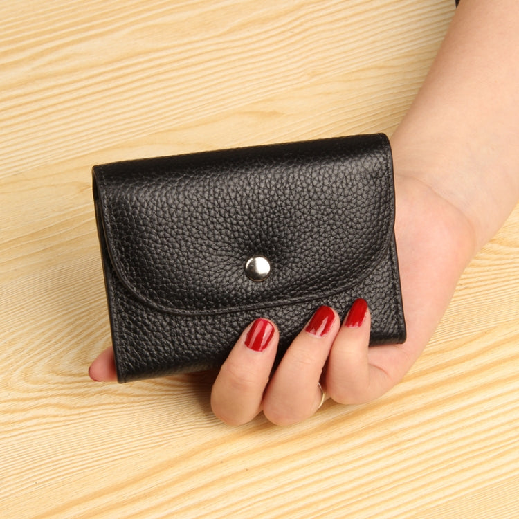 Short Mini Slim Top-grain Leather Wallet Card Bag Zip Coin Pocket, Black, Blue