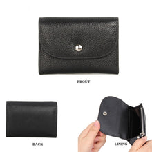 Load image into Gallery viewer, Short Mini Slim Top-grain Leather Wallet Card Bag Zip Coin Pocket, Black, Blue