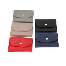 Load image into Gallery viewer, Short Mini Slim Top-grain Leather Wallet Card Bag Zip Coin Pocket, Black, Blue