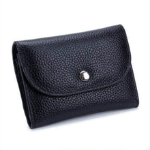Load image into Gallery viewer, Short Mini Slim Top-grain Leather Wallet Card Bag Zip Coin Pocket, Black, Blue