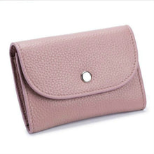 Load image into Gallery viewer, Short Mini Slim Top-grain Leather Wallet Card Bag Zip Coin Pocket, Black, Blue, Pink, Big Red, Gray