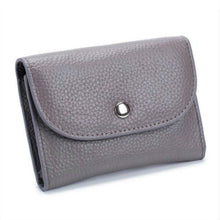 Load image into Gallery viewer, Short Mini Slim Top-grain Leather Wallet Card Bag Zip Coin Pocket, Black, Blue, Pink, Big Red, Gray