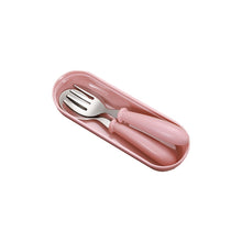 Load image into Gallery viewer, 3 PCS/ Set 304 Stainless Steel Spoon and Fork Box Cute Baby Kindergarten Tableware Set