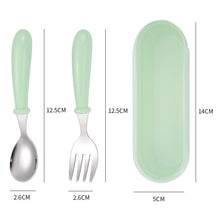 Load image into Gallery viewer, 3 PCS/ Set 304 Stainless Steel Spoon and Fork Box Cute Baby Kindergarten Tableware Set