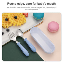 Load image into Gallery viewer, 3 PCS/ Set 304 Stainless Steel Spoon and Fork Box Cute Baby Kindergarten Tableware Set