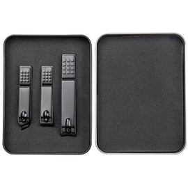 3 in 1 Black Color Titanium Nail Shear Set Exfoliating Manicure Tool, Black (Iron Box)