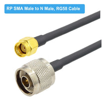 Load image into Gallery viewer, RP-SMA Male to N Male RG58 Coaxial Adapter Cable, RP-SMA Male to N Male 0.5m, RP-SMA Male to N Male 1m, RP-SMA Male to N Male 1.5m, RP-SMA Male to N Male 3m, RP-SMA Male to N Male 5m, RP-SMA Male to N Male10m