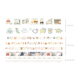 8 Roll / Box Paper Tape Basic Handbook Material Set Small Fresh Girl DIY Decorative Tape Antique Hand Account Sticker, (Life, Blue Rhythm, Dream Love