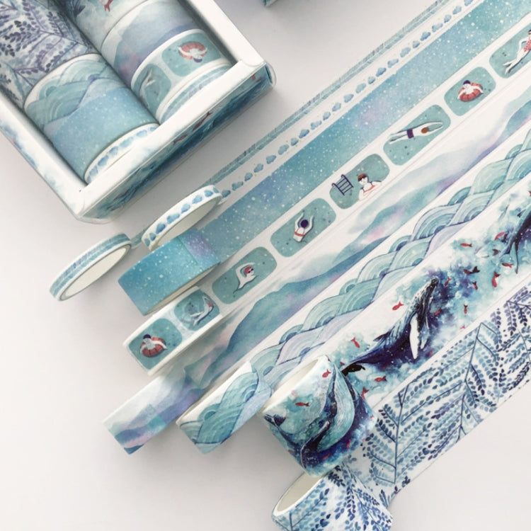 8 Roll / Box Paper Tape Basic Handbook Material Set Small Fresh Girl DIY Decorative Tape Antique Hand Account Sticker, (Life, Green, Blue Rhythm, Dream Love, Fruity Time, Dreamland