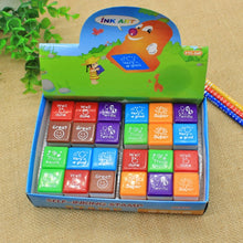 Load image into Gallery viewer, 24 PCS / Box Teacher Comments Cartoon Plastic Square Stamps Colorful Pattern Children Toy Stamps, Square Stamps
