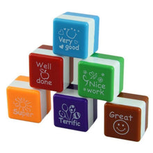 Load image into Gallery viewer, 24 PCS / Box Teacher Comments Cartoon Plastic Square Stamps Colorful Pattern Children Toy Stamps, Square Stamps