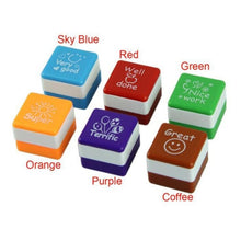 Load image into Gallery viewer, 24 PCS / Box Teacher Comments Cartoon Plastic Square Stamps Colorful Pattern Children Toy Stamps, Square Stamps