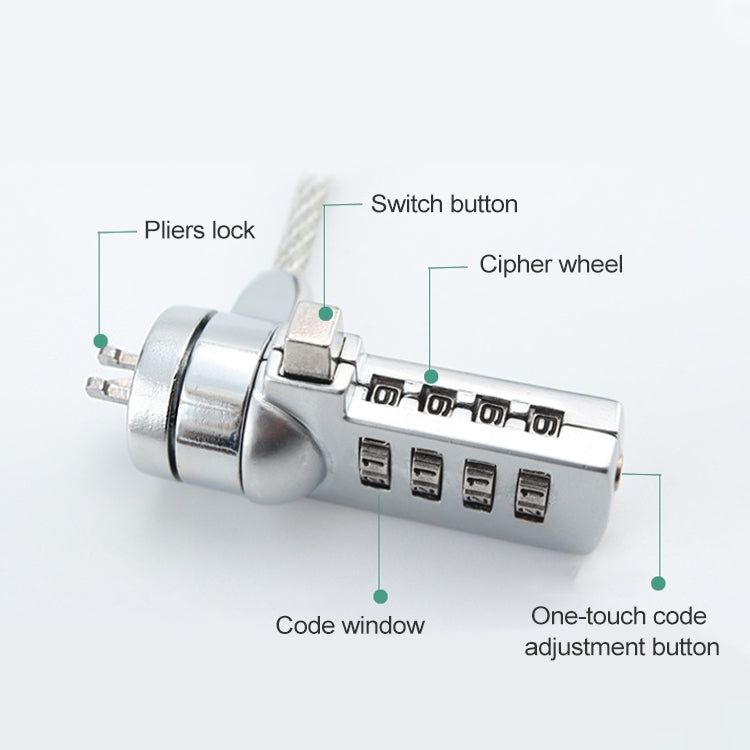Four Digit Computer Lock Notebook Universal Anti-theft Password Lock, Diameter 3.5 mm Length 1.2 m, Diameter 3.5 mm Length 1.5 m, Diameter 3.5 mm Length 1.8 m