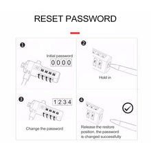 Load image into Gallery viewer, Four Digit Computer Lock Notebook Universal Anti-theft Password Lock, Diameter 3.5 mm Length 1.2 m, Diameter 3.5 mm Length 1.5 m, Diameter 3.5 mm Length 1.8 m
