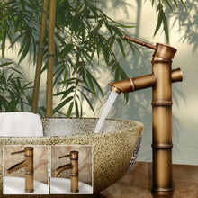 Load image into Gallery viewer, Antique Retro Hot Cold Water Bathroom Counter Basin Bamboo Waterfall Basin Copper Faucet, Breaking 2 Knots, Breaking 3 Knots, Early 2 Knots, Early 3 Knots, Elbow 2 Knots, Elbow 3 Knots
