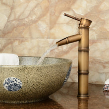 Load image into Gallery viewer, Antique Retro Hot Cold Water Bathroom Counter Basin Bamboo Waterfall Basin Copper Faucet, Breaking 2 Knots, Breaking 3 Knots, Early 2 Knots, Early 3 Knots, Elbow 2 Knots, Elbow 3 Knots