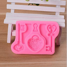 Load image into Gallery viewer, 2 PCS Food Love Lock Key Fondant Silicone Mold DIY Baking Cake Decoration Tool, Food Love Lock Key Shape