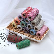 Load image into Gallery viewer, Two-color Cotton Thread Handmade DIY Drawstring Gift Box Packing Rope, 2mm Thick (100m / Roll)