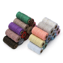 Load image into Gallery viewer, Two-color Cotton Thread Handmade DIY Drawstring Gift Box Packing Rope, 2mm Thick (100m / Roll)