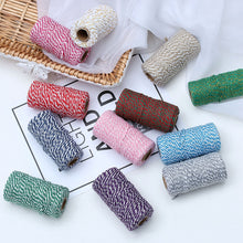 Load image into Gallery viewer, Two-color Cotton Thread Handmade DIY Drawstring Gift Box Packing Rope, 2mm Thick (100m / Roll)