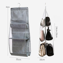 Load image into Gallery viewer, 6 Pockets 3 Layers Foldable Hanging Bag Shelf Bag Purse Handbag Organizer, Black, Gray
