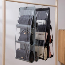 Load image into Gallery viewer, 6 Pockets 3 Layers Foldable Hanging Bag Shelf Bag Purse Handbag Organizer, Black, Gray