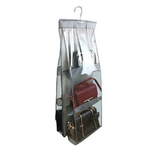 Load image into Gallery viewer, 6 Pockets 3 Layers Foldable Hanging Bag Shelf Bag Purse Handbag Organizer, Black, Gray