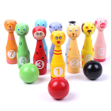 Load image into Gallery viewer, Wooden Cartoon Digital Bowling Children Educational Parent-child Interactive Toys Outdoor Sports Toys