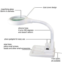Load image into Gallery viewer, White LED Desk Lamp Desktop Magnifying Glass Work Lamp