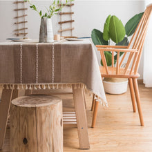 Load image into Gallery viewer, Rectangle Cotton Linen Tassels Dining Tablecloth Wedding Party Kitchen Home Decoration Table Cover, 100x140cm, 140x140cm, 140x160cm, 140x180cm, 140x200cm, 140x220cm, 140x250cm, 140x260cm, 140x300cm
