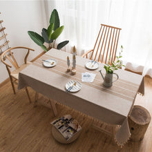Load image into Gallery viewer, Rectangle Cotton Linen Tassels Dining Tablecloth Wedding Party Kitchen Home Decoration Table Cover, 100x140cm, 140x140cm, 140x160cm, 140x180cm, 140x200cm, 140x220cm, 140x250cm, 140x260cm, 140x300cm