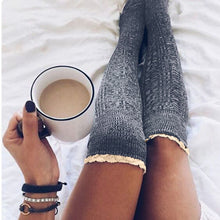 Load image into Gallery viewer, Warm Lace Over The Knee Socks Stack Socks Woman