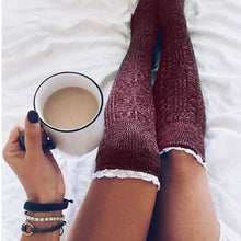 Load image into Gallery viewer, Warm Lace Over The Knee Socks Stack Socks Woman