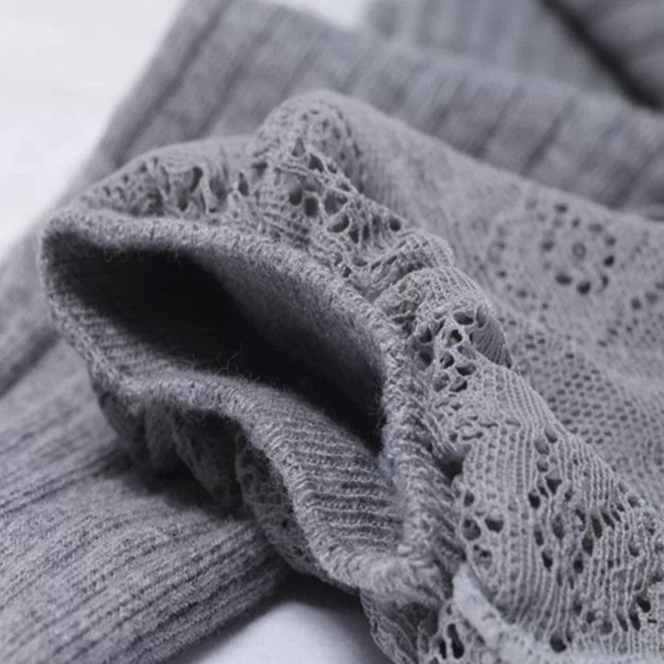 Lace Stockings Above The Knee Non-Slip Thigh Socks Cotton Vertical Stripe Socks