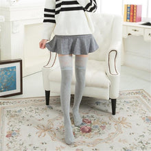 Load image into Gallery viewer, Lace Stockings Above The Knee Non-Slip Thigh Socks Cotton Vertical Stripe Socks