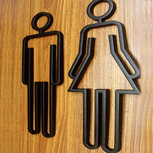 Load image into Gallery viewer, 2 PCS Acrylic Toilet Symbol Adhesive Backed Bathroom Toilet Door Sign for Hotel