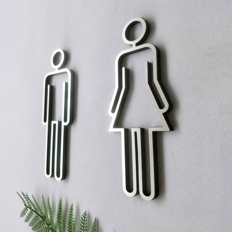 2 PCS Acrylic Toilet Symbol Adhesive Backed Bathroom Toilet Door Sign for Hotel