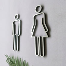 Load image into Gallery viewer, 2 PCS Acrylic Toilet Symbol Adhesive Backed Bathroom Toilet Door Sign for Hotel